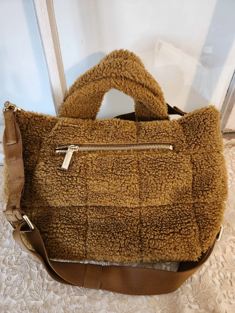 lululemon athletica Brown Teddy Quilted Tote Bag With Crossbody Strap